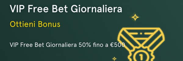 Free bet di metà settimana del 50% fino a 50 € con Casinia sport